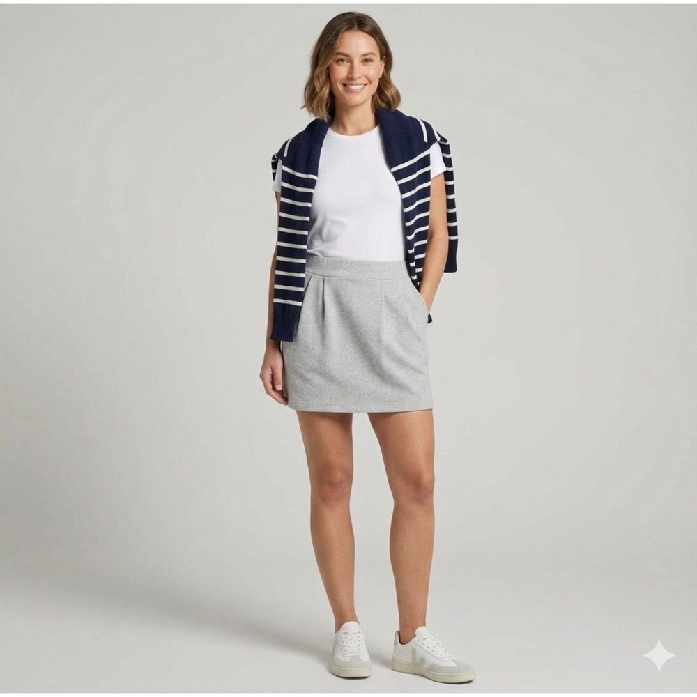 NEW Vintage 90's Y2K Old Navy Pleated Sweatshirt Knit Skirt in Gray Size Small